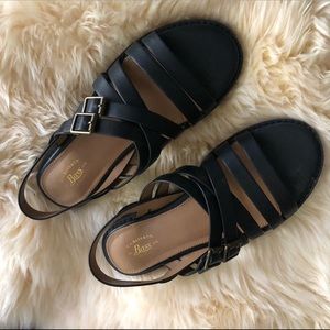 GH Bass Amidy Black Leather Sandal Sz 6